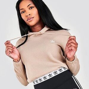 Adidas tan cropped pullover hoodie XL
